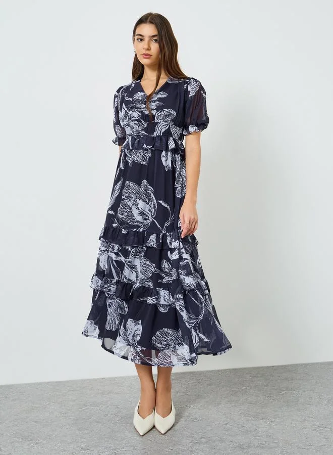 Styli  Women Floral Print A-Line Maxi Dress for Women | Best Price UAE
